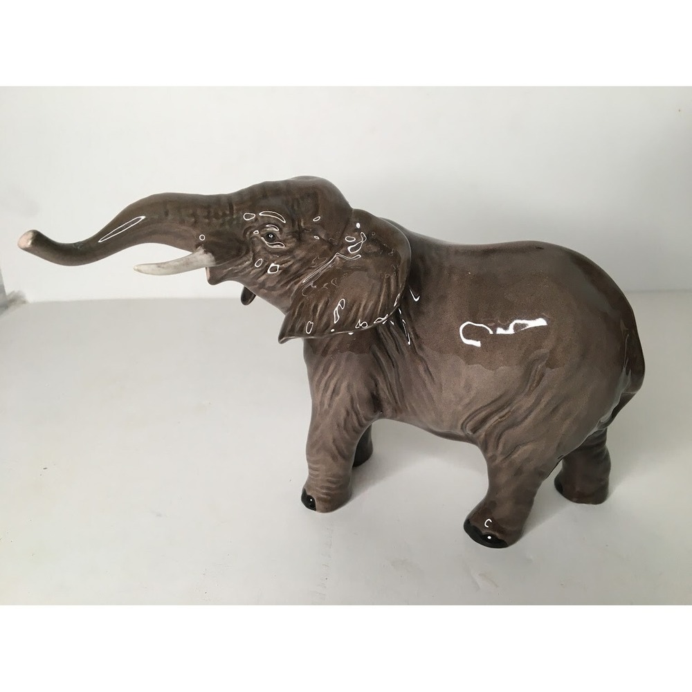 Beswick Large 10" Elephant Trunk Up Long Tusks England Vintage Gorgeous 998